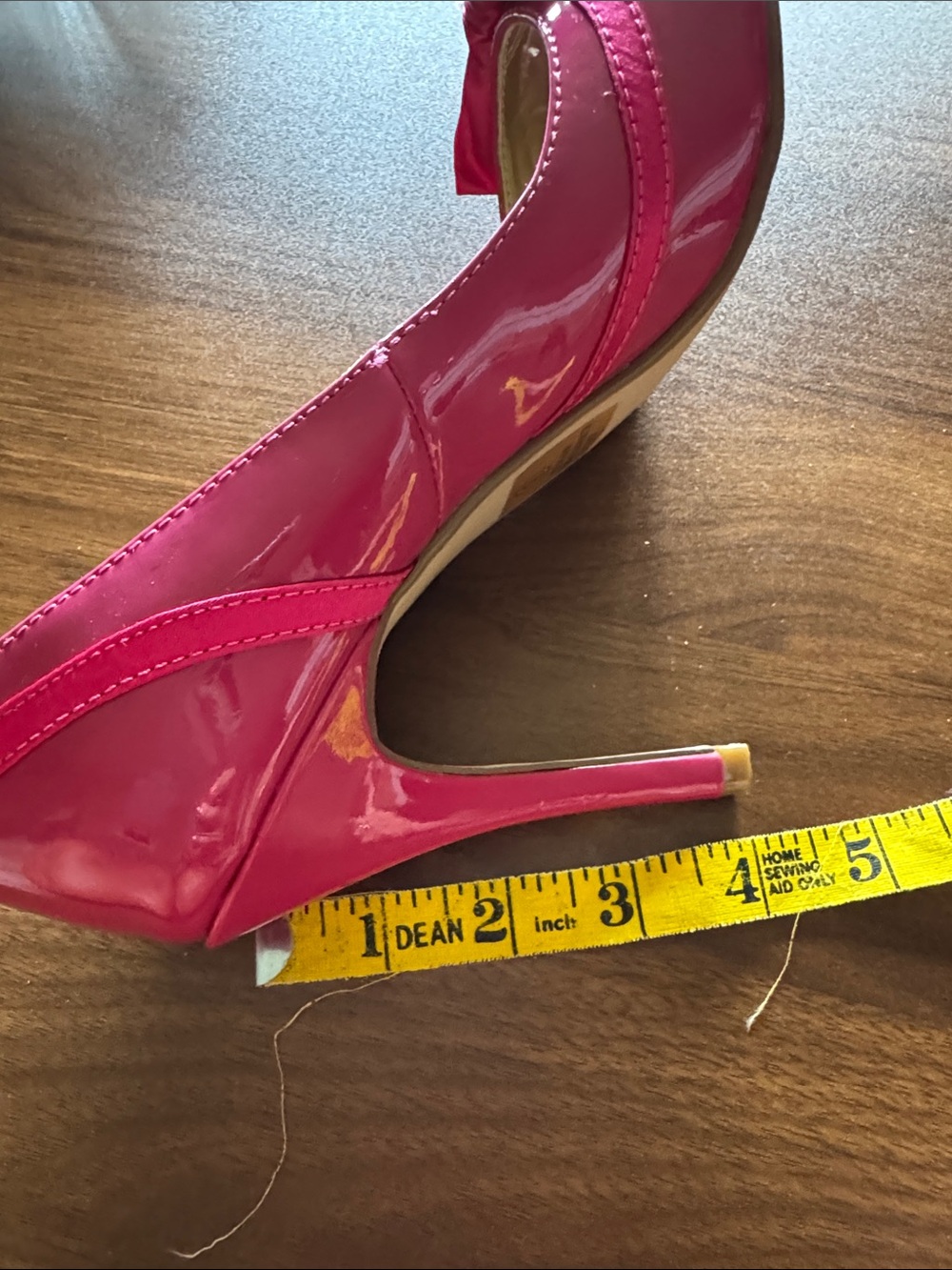 Delicious Hot Pink Patent Peep-Toe Heels with Bow Accent - Picture 9 of 9